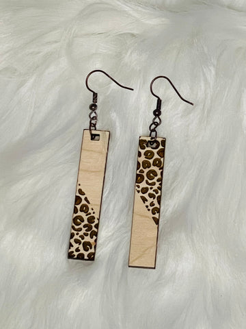 Rectangle Cheetah Earrings